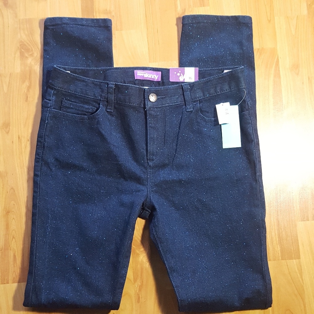 Old Navy Girls Sz 16 Skinny Blue Glitter Jeans